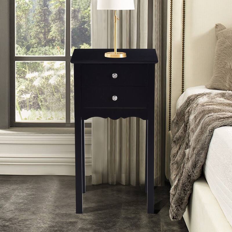 Gymax Side Table End Accent Table Night Stand W/ 2 Drawers Furniture