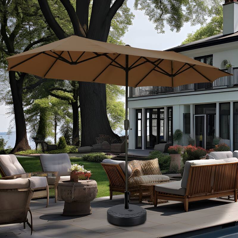 Autlaycil 13 ft Patio Umbrella with Crank Outdoor Umbrella with Base - Coffee