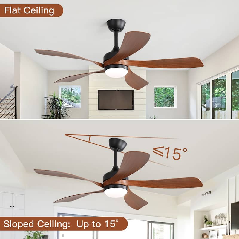 Sofucor 45 Inch Ceiling Fan with Light and Remote,Indoor/Outdoor with 3-Timer,Low Profile Quiet for Bedroom Living Room Patio