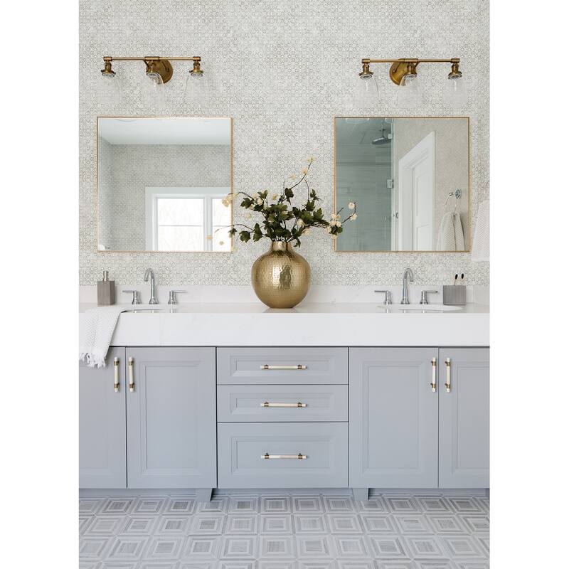 A-Street Prints Khauta Silver Floral Geometric Wallpaper