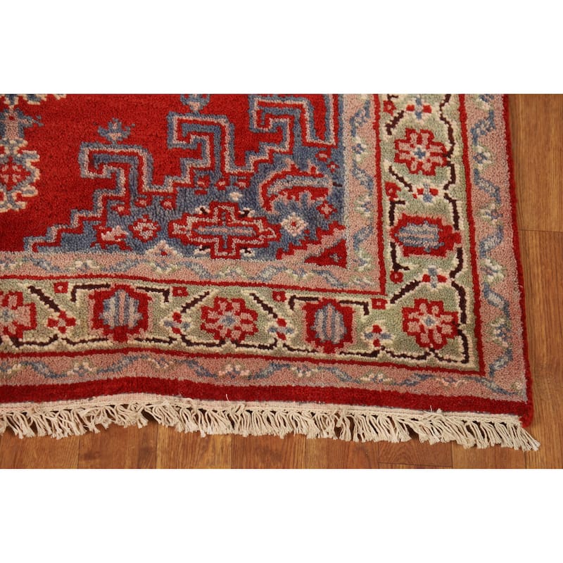 Red Geometric Viss Oriental Rug Hand-Knotted Wool Carpet - 3'11" x 6'1"