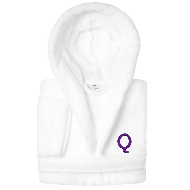 Sweet Kids 100% Polyester SUPER PLUSH Double Brushed Hooded Bathrobe with Purple Bookman Monogram - Large - Q