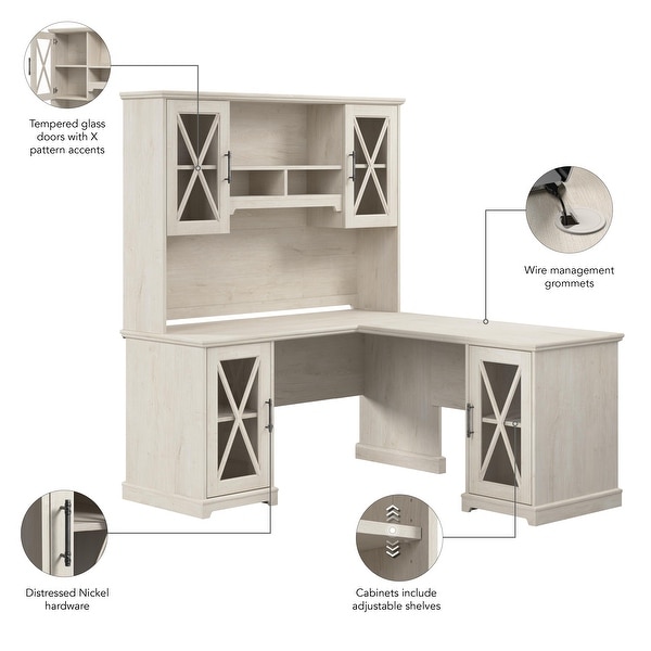 Lennox L Shaped Desk with Hutch and Storage Cabinets by Bush