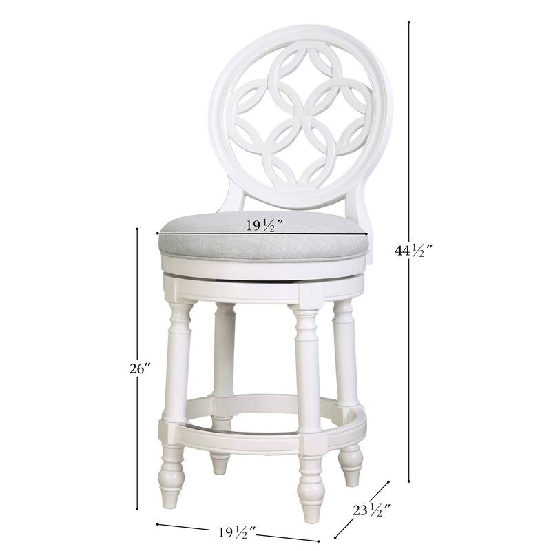 Tiffany Wood Bar Stool with Back and Swivel Upholstered Seat