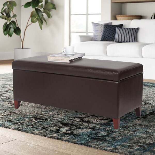 Brown fabric ottoman with clearance storage