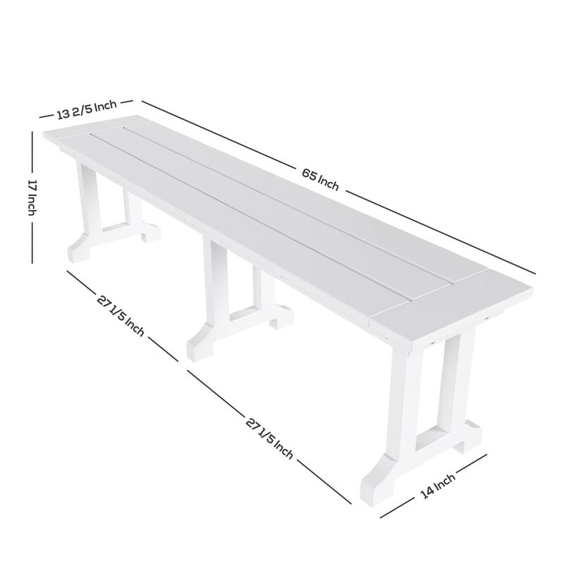 Laguna Hdpe All Weather Outdoor Patio Dining Set with Rectangle Table, Arm Chairs, and Bench (6-Piece Set)