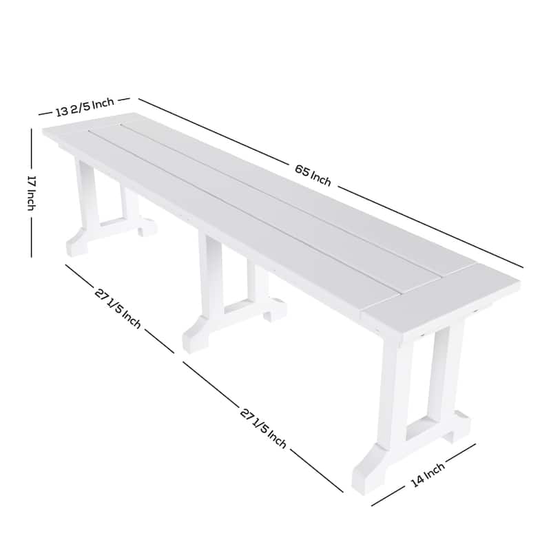 Laguna Hdpe All Weather Outdoor Patio 65" Bench