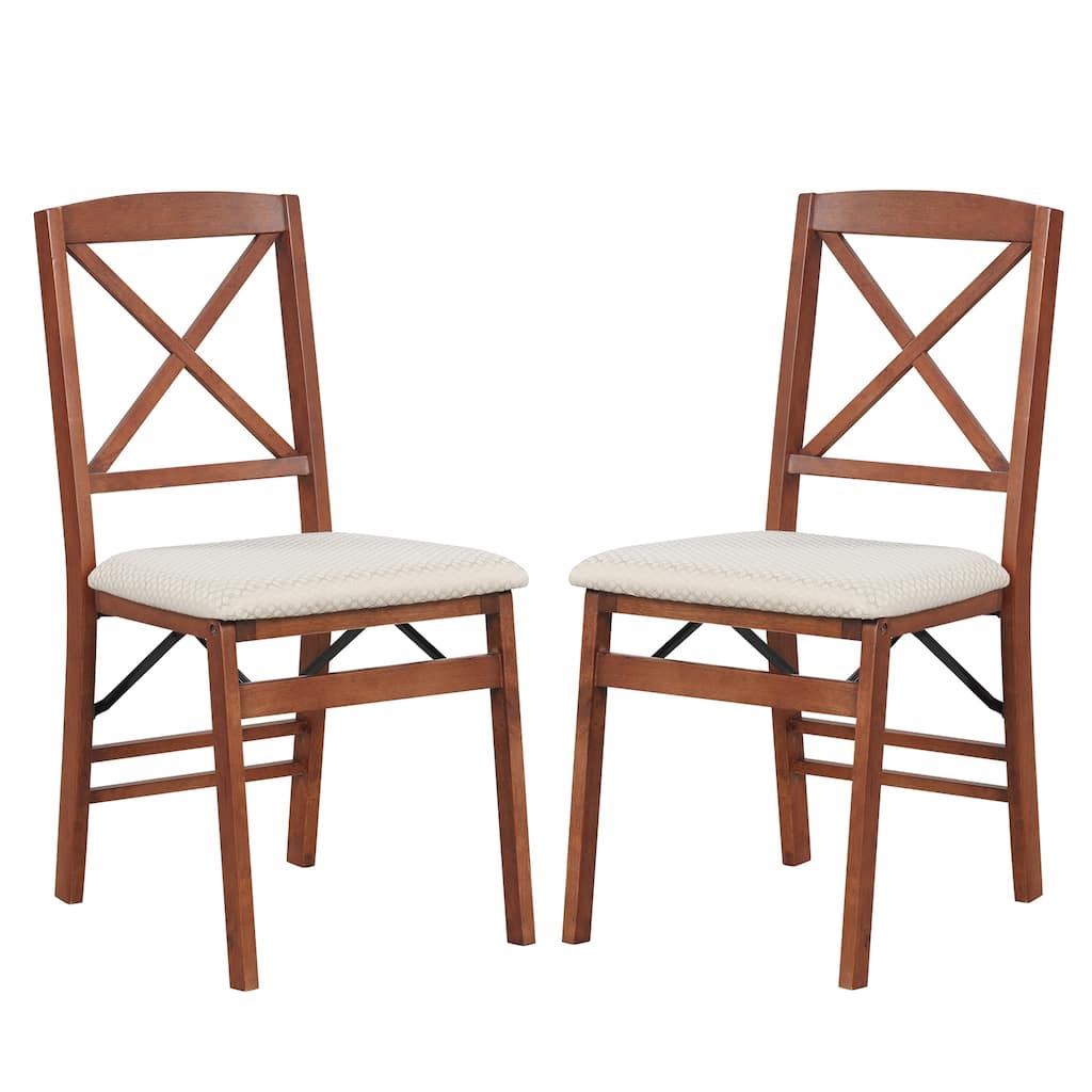 Gymax 2 Set Kitchen Chairs w/ Rubber Wood Frame Upholstered Seat