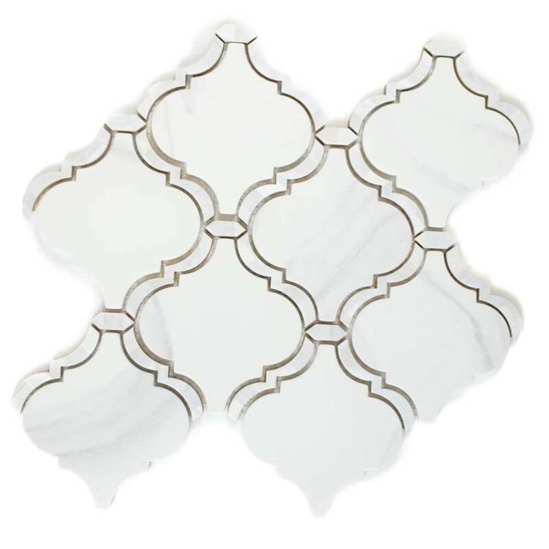 Tahitian Pearl 14in x 14.5in Glass Mosaic Backsplash Wall Tile