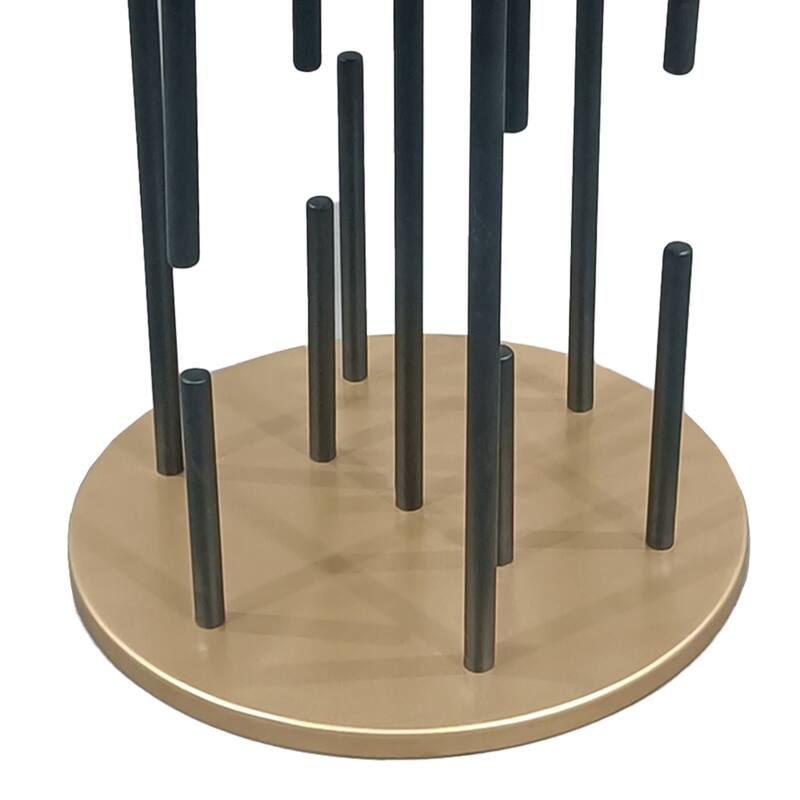 20 in. Black and Brass Round Metal End Table, Sturdy Build End Side Table for Living Rooms