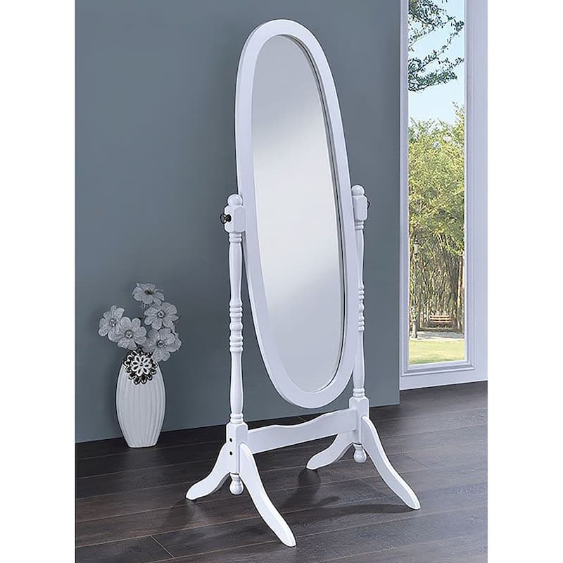 White Finish Cheval Standing Mirror