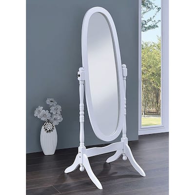 White Finish Cheval Standing Mirror