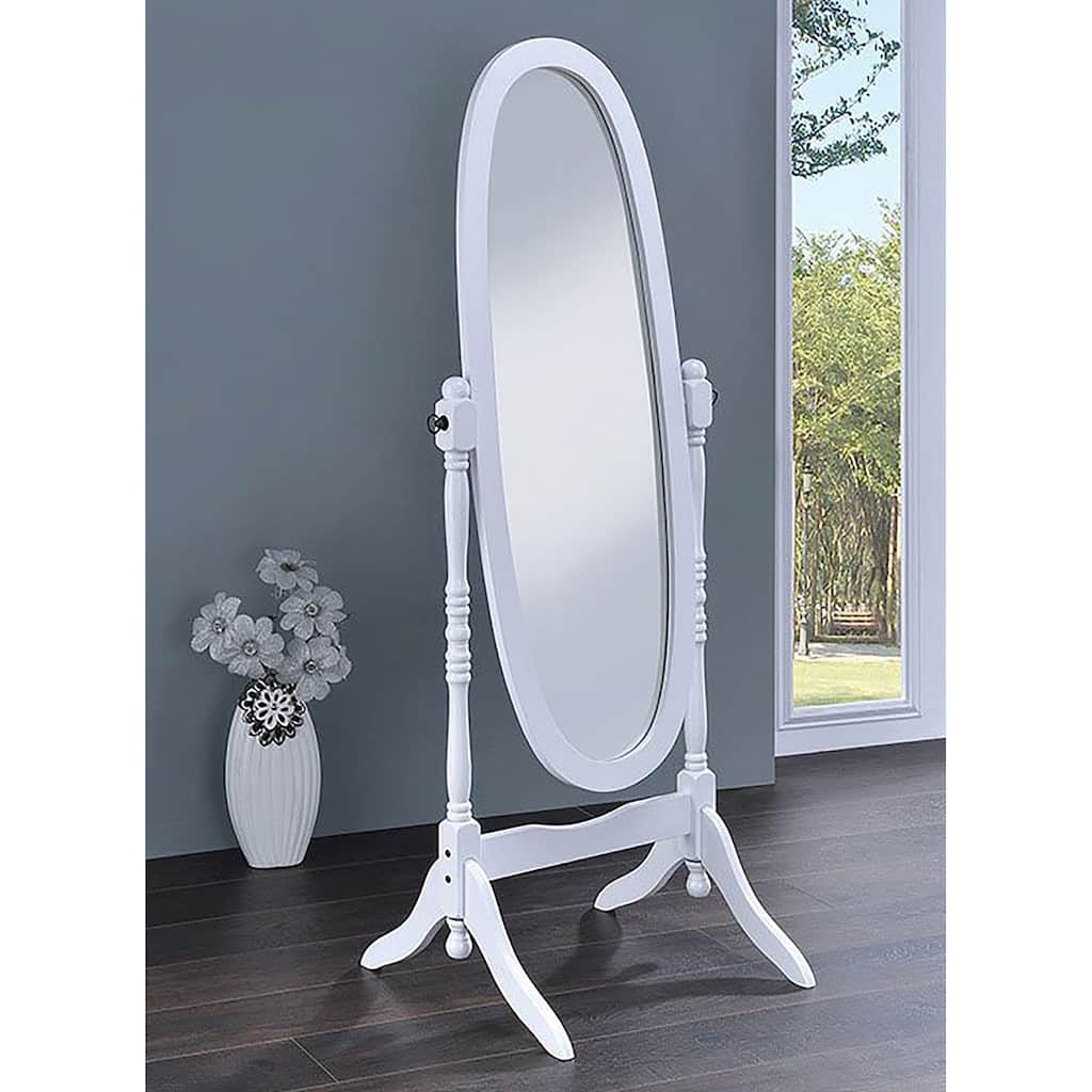 White Finish Cheval Standing Mirror