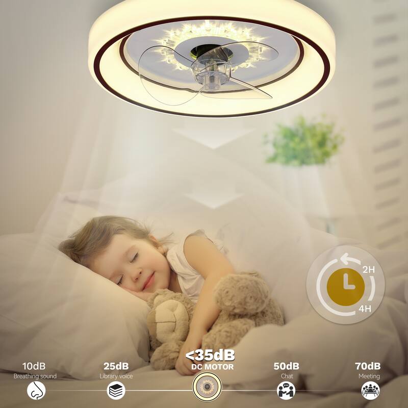 Moasis Dimmable LED 6 Speeds 20" Ceiling Fan Light