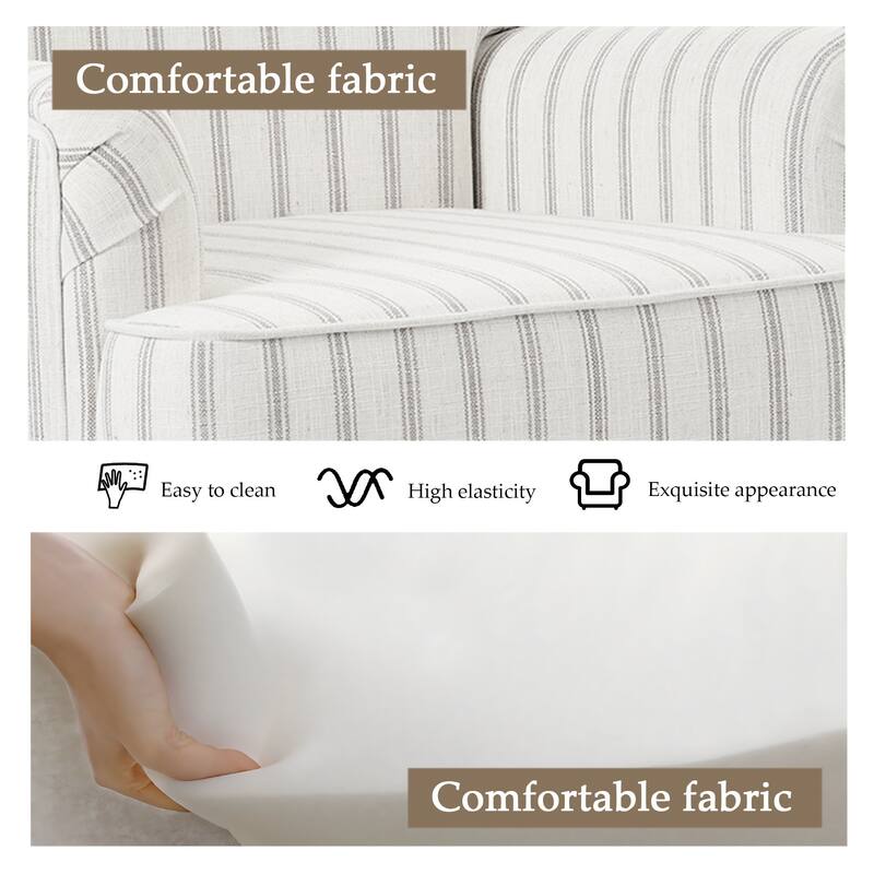 Linen Upholstered Armchair Nailhead Trim Accent Chair