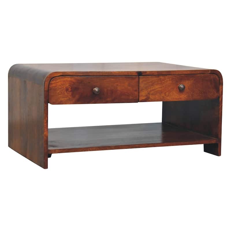 Artisan Furniture Solid Wood Aspen Slim Coffee Table, 2 drawers