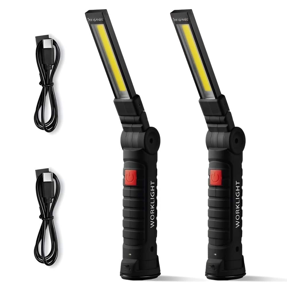 Magnetic LED Work Light with 5 Lighting Modes and USB Rechargeable Compact and Lightweight - Black - 10.6 x 1.9 x 1.4 in