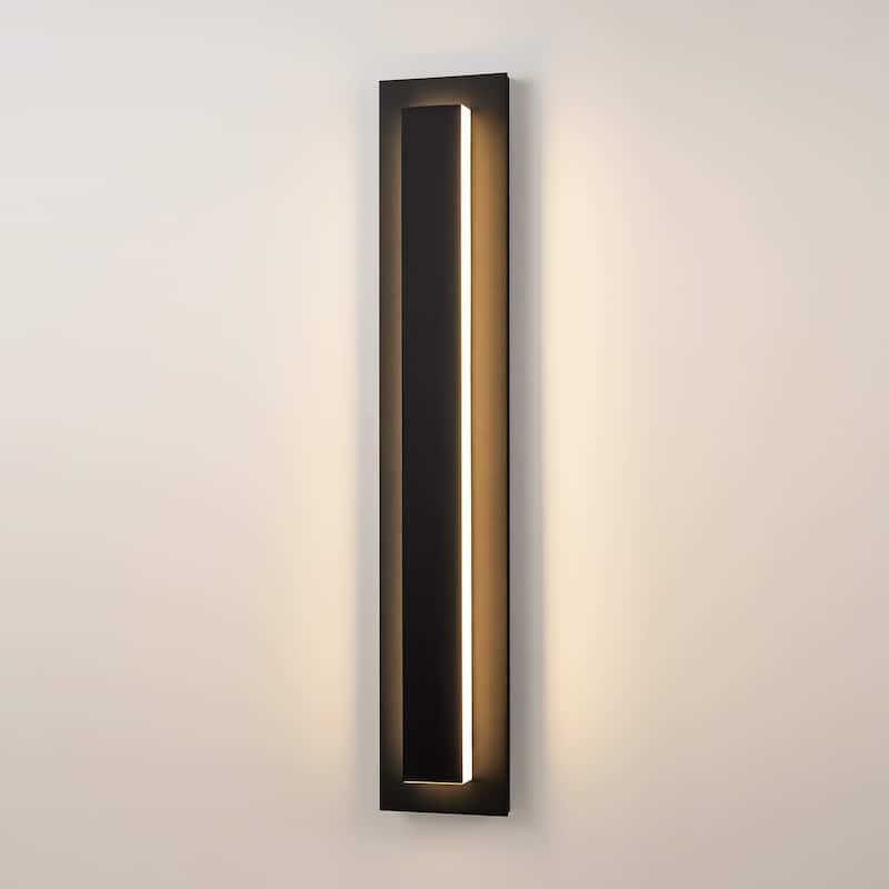 Aluminum Modern Black Rectangular Linear Outdoor Wall Lights Dimmable LED Wall Sconce