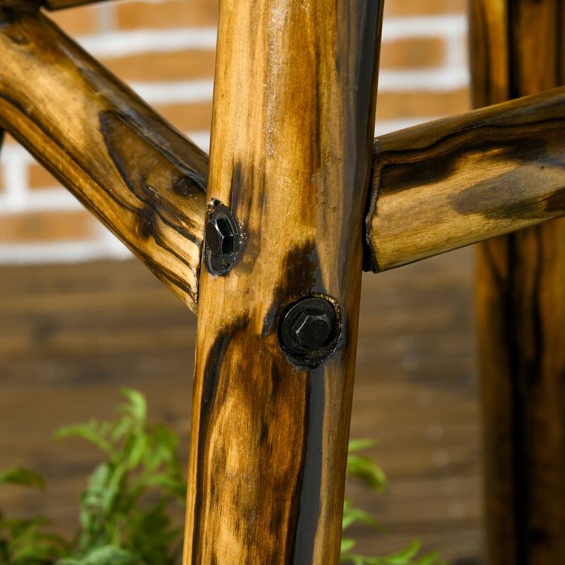 Outsunny Windmill Weathervane with Bottom Shelf, Freestanding Weather Vane with Windmill Head, Stained Wood