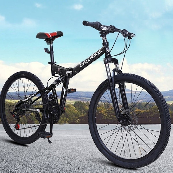 Mountain Bike 21 Speed 26in Folding Bike Double Disc Brake