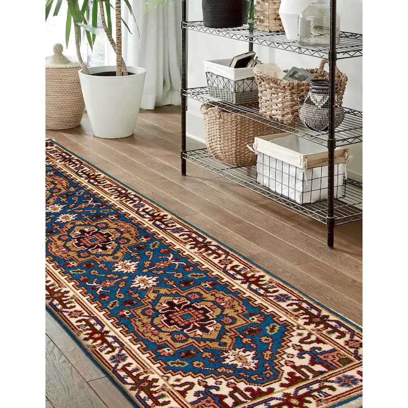 ECARPETGALLERY Hand-knotted Serapi Heritage Blue Wool Rug - 2'6 x 7'11