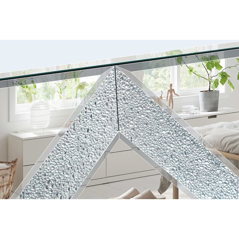 47 Inch Mirror TV Media Console with Diamond Glass Doors, Dual Door Design and Open Storage Space
