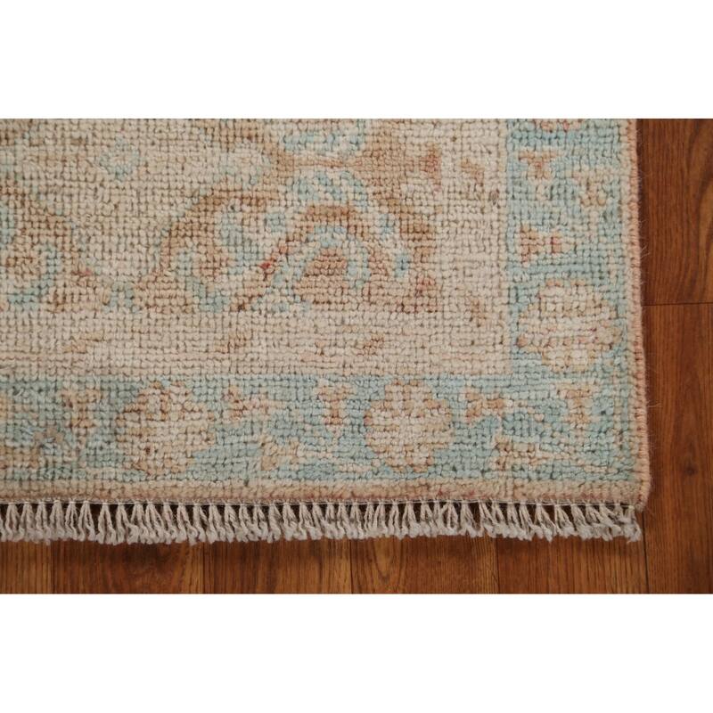 Hand Knotted Oriental 100% Wool Carpet Transitional Geometric Oranges & Rust Oushak Area Rug - 3' 10'' X 1' 11''