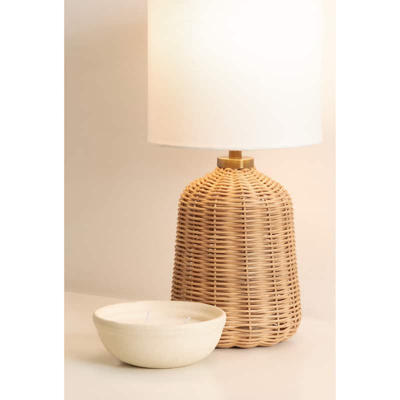 Kate and Laurel Wylla Rattan Table Lamp - 8x8x18