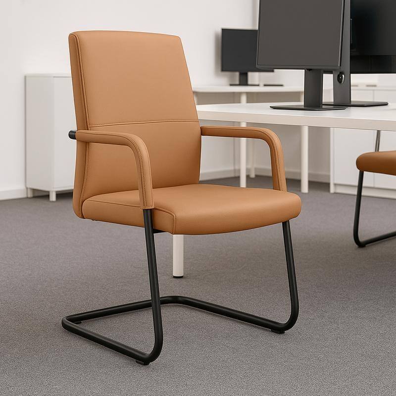 Evander Padded Leather Office Chair with Aluminum Frame, Fixed Armrests, Sponge Cushion, Easy-Clean Design & Quick Assembly