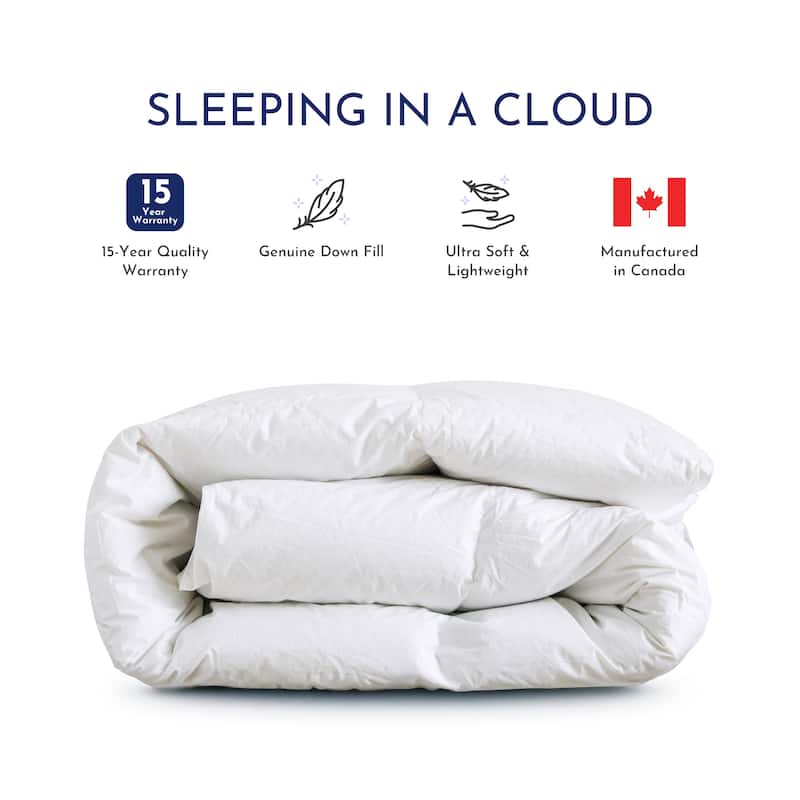 Highland Feather 600 Loft White Goose Down Santa Barbara Duvet/Comforter 289TC Casing with Corner Ties