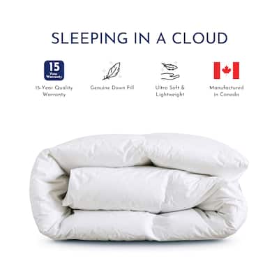 Highland Feather 600 Loft White Goose Down Santa Barbara Duvet/Comforter 289TC Casing with Corner Ties