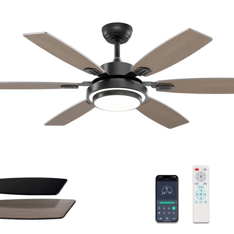 52 Inch Farmhouse Ceiling Fan with Light and Remote Black Industrial Caged Ceiling Fans for Bedroom - 52 in.