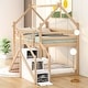 preview thumbnail 7 of 21, Wood Twin over Twin Bed House Roof Frame Loft Bunk Bed with Slide and Storage Staircase 2-in-1 Frame House-shaped Bed Frame