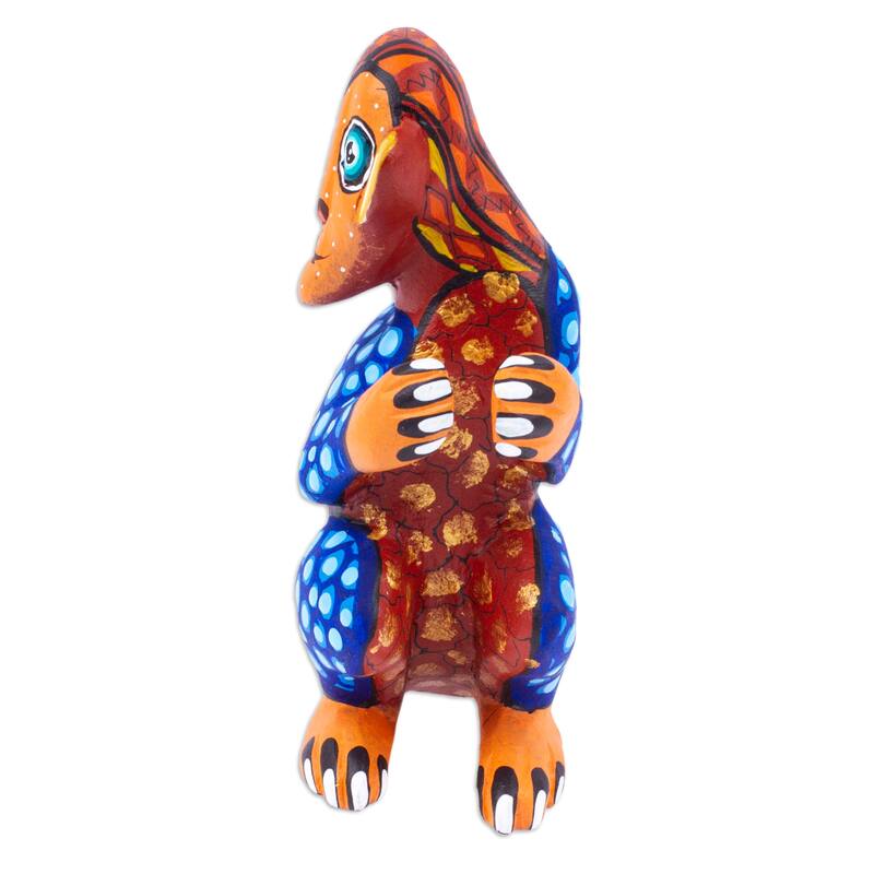 Novica Handmade Playful Soul In Brown Wood Alebrije Figurine