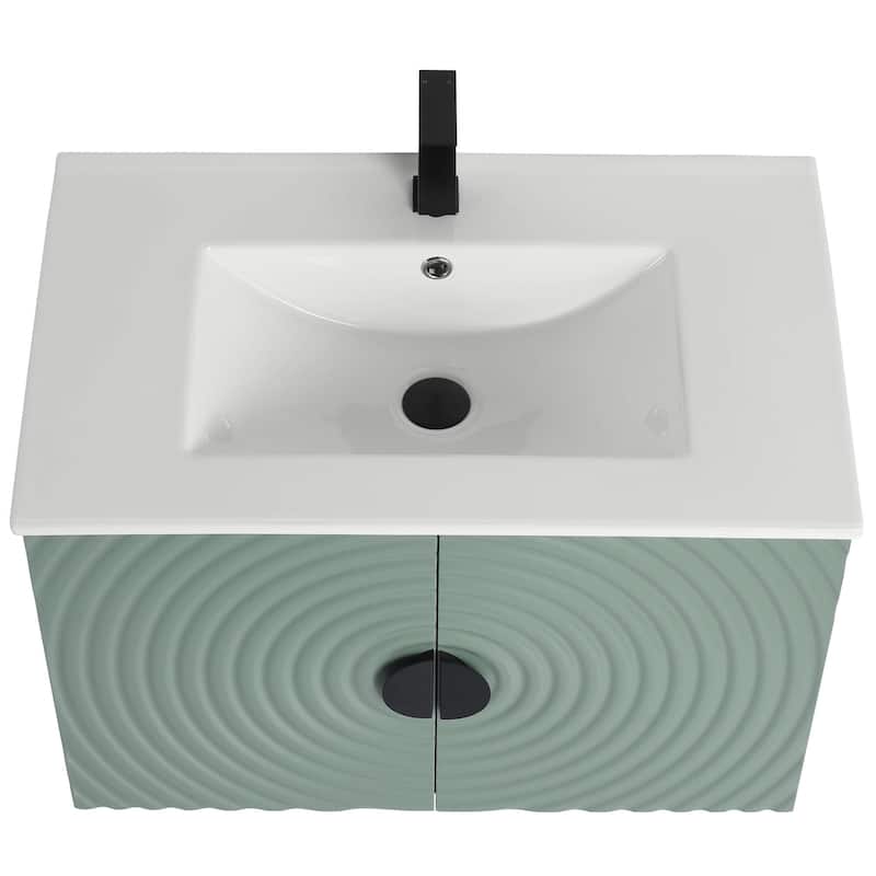 Pellabay Modern Bathroom Vanity with Fluted Circular Doors - Sink Included