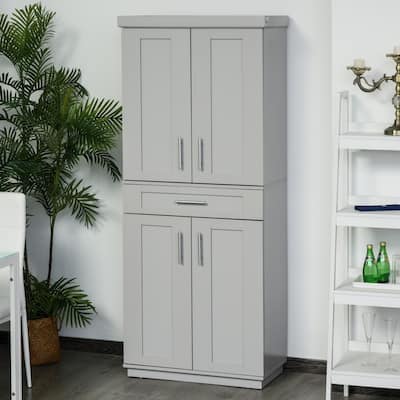 HOMCOM Modern Kitchen Pantry Freestanding Cabinet Cupboard - 30" W x 15.75" D x 72" H