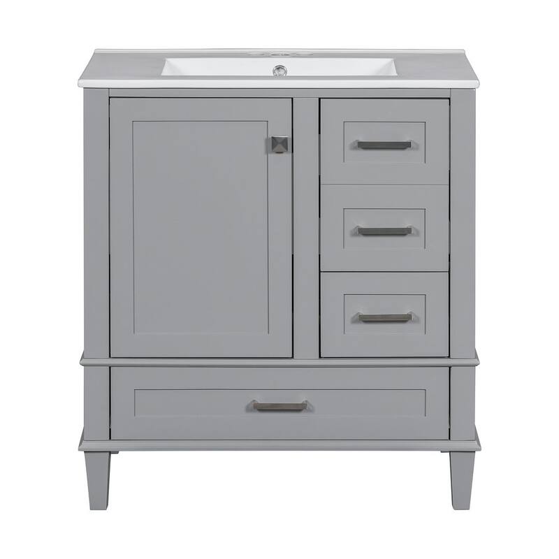 30" Bathroom Vanity With Sink, Solid Wood Bathroom Storage Cabinet