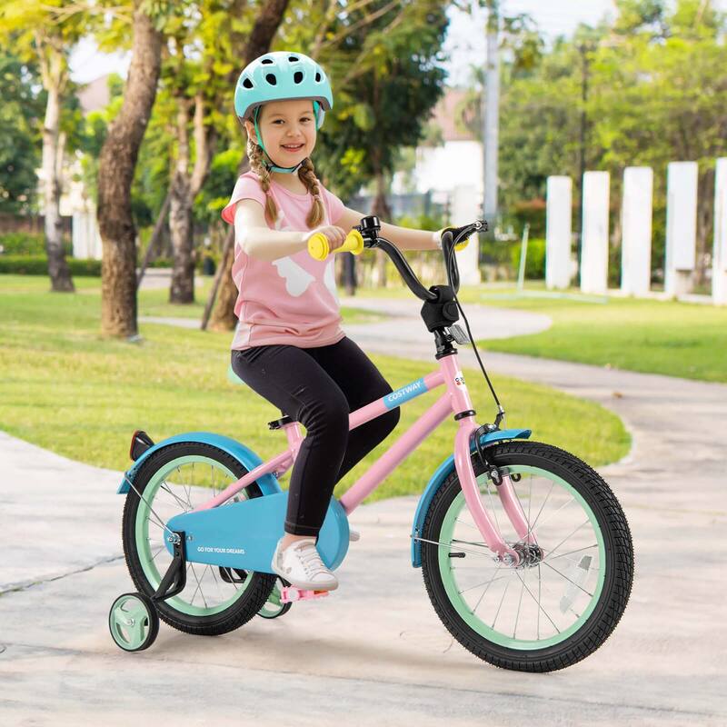 Costway 16" Kids Bike with Adjustable Saddle Handlebar Removable