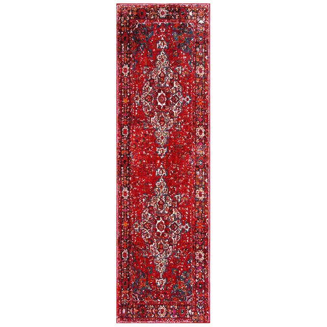 SAFAVIEH Vintage Hamadan Hayriye Traditional Oriental Rug - 2'3" x 14' Runner - Red/Multi