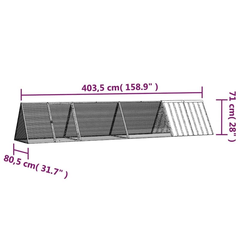 vidaXL Rabbit Cage Rabbit Hutch Garden Small Animal Cage Galvanized Steel