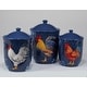 preview thumbnail 4 of 5, Certified International Indigo Rooster 3-piece Canister Set