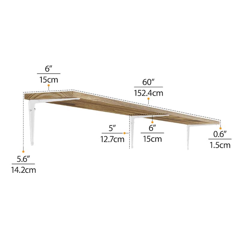 Wallniture Arras 60" Floating Shelves Set of 2, Burnt
