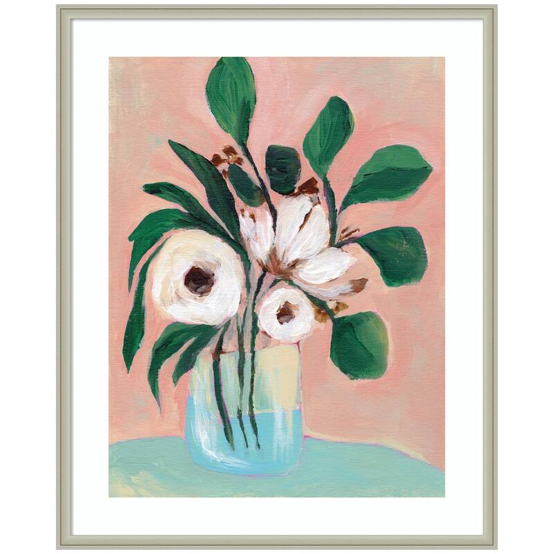 Kate and Laurel Framed Art Blush in Bloom by Nikita Jariwala - 34x42 - Silver