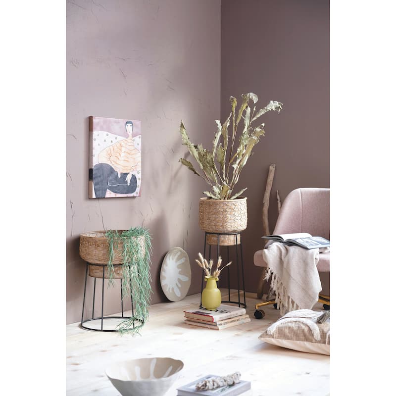 Hand-Painted Canvas Wall Décor with Sitting Figure