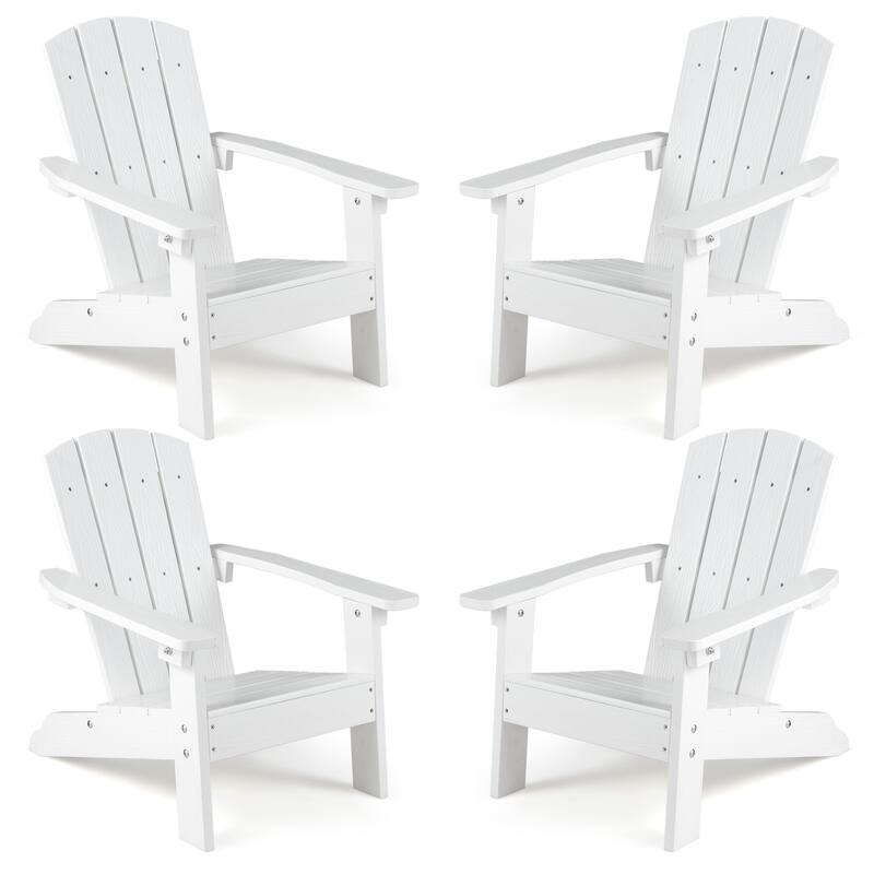 Gymax 4PCS Kid's Adirondack Chair All-Weather HDPE Toddler Lawn Chair - White
