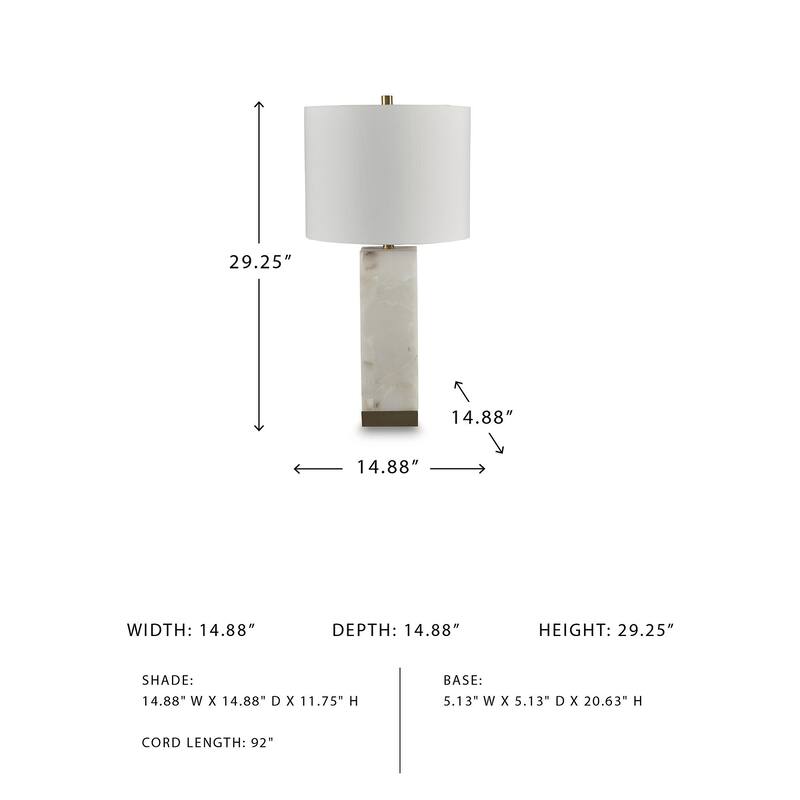 Signature Design by Ashley Linderfield White/Gold Finish Table Lamp - 14"W x 14"D x 30"H