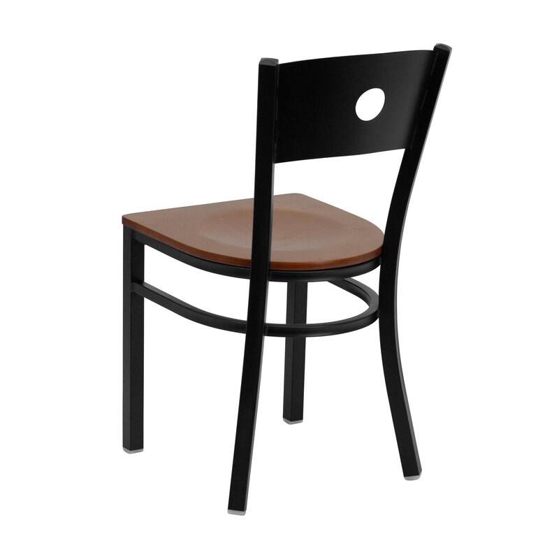 Black Circle Back Metal Restaurant Chair - 17.25"W x 20.25"D x 32.5"H