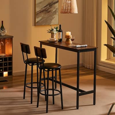Bar Table Set with 2 Bar stools - 43.31"L * 15.75"W * 35.43"H