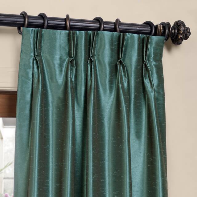 Exclusive Fabrics Solid Faux Dupioni Pleated Blackout Curtain Panel