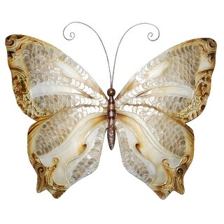 Butterfly Wall Decor With Pearl Scales And Browns (m2012) - 1 x 18 x 13